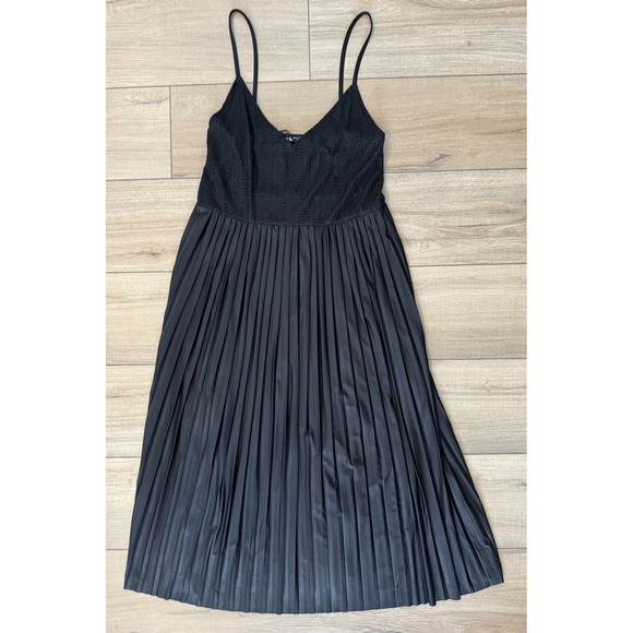 Zara Black Lace Pleated Midi Dress Small Women's LBD Wedding Romantic Luxury - Picture 5 of 5
